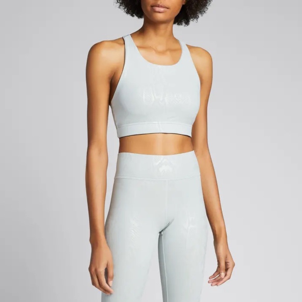 Terez Dove Gray Foil Snakeskin UpLift Sports Bra